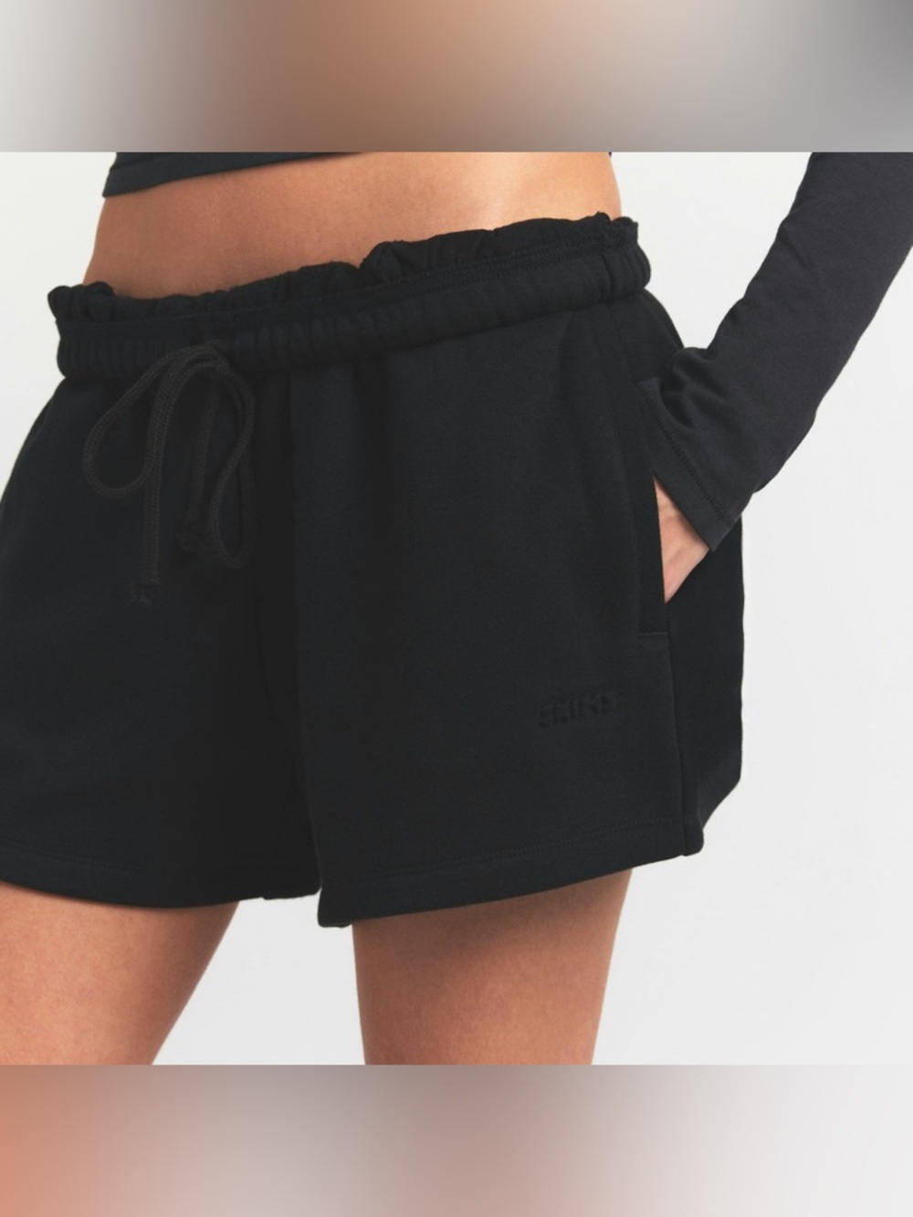 Skims cotton fleece Everyday Black Drawstring Lounge Shorts size small